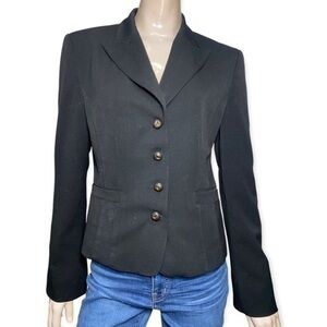 Motivi Women’s Size 12 Black Metal Indented Button Pocket Front Blazer Jacket